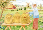 Postkort " biavler med halmkuber"